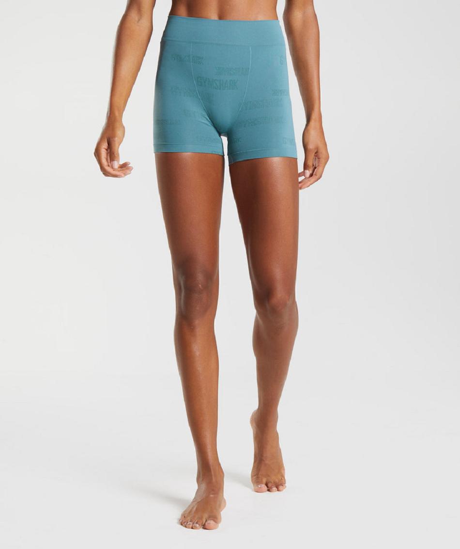 Boxer Gymshark Seamless Jacquard Mujer Azules | CO 2977AHK